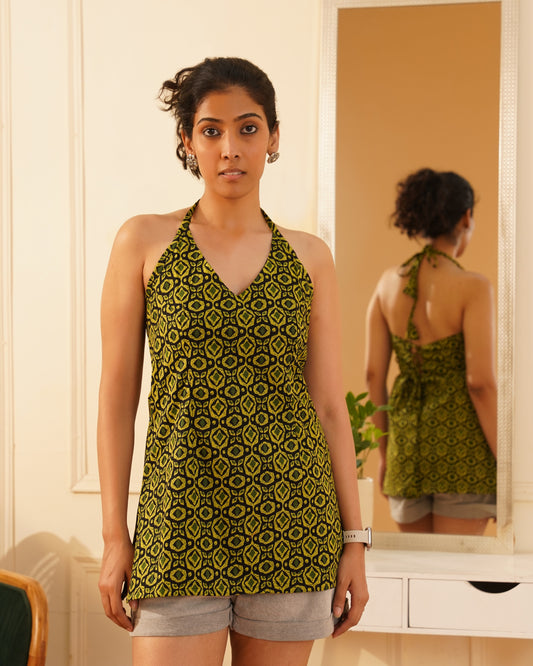 Kyra Ajrak Print Halter Neck Top – Full Length View