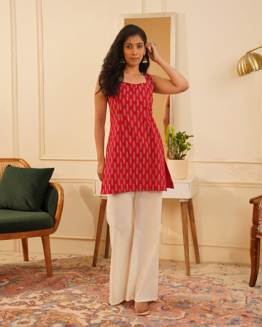 Jannat Ajrakh Booti Print Kurti – Full Length View