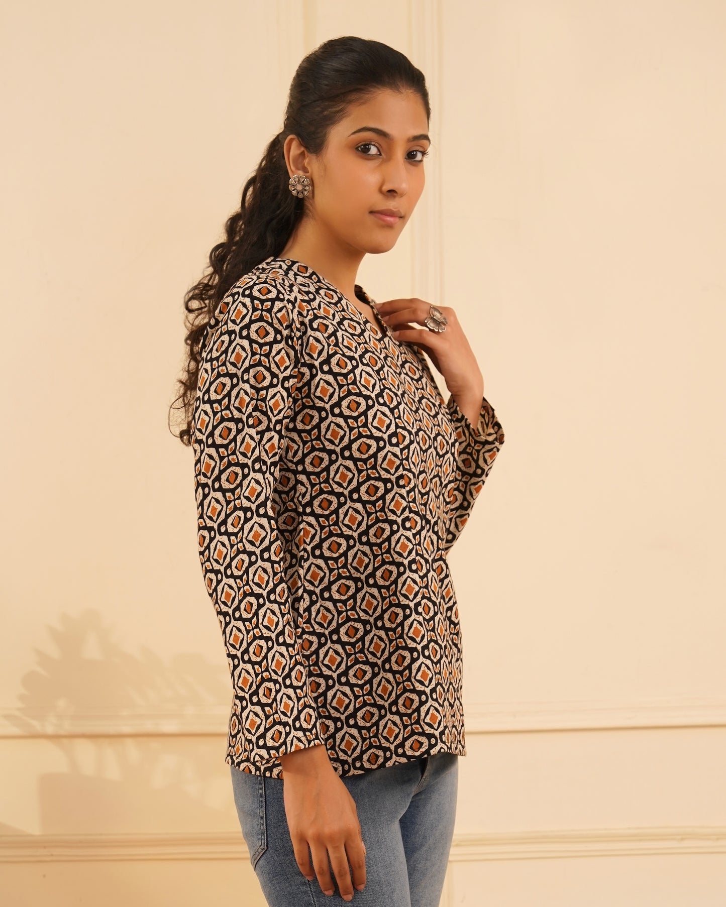 Noor Ikat Print Modest Kurti – Side View