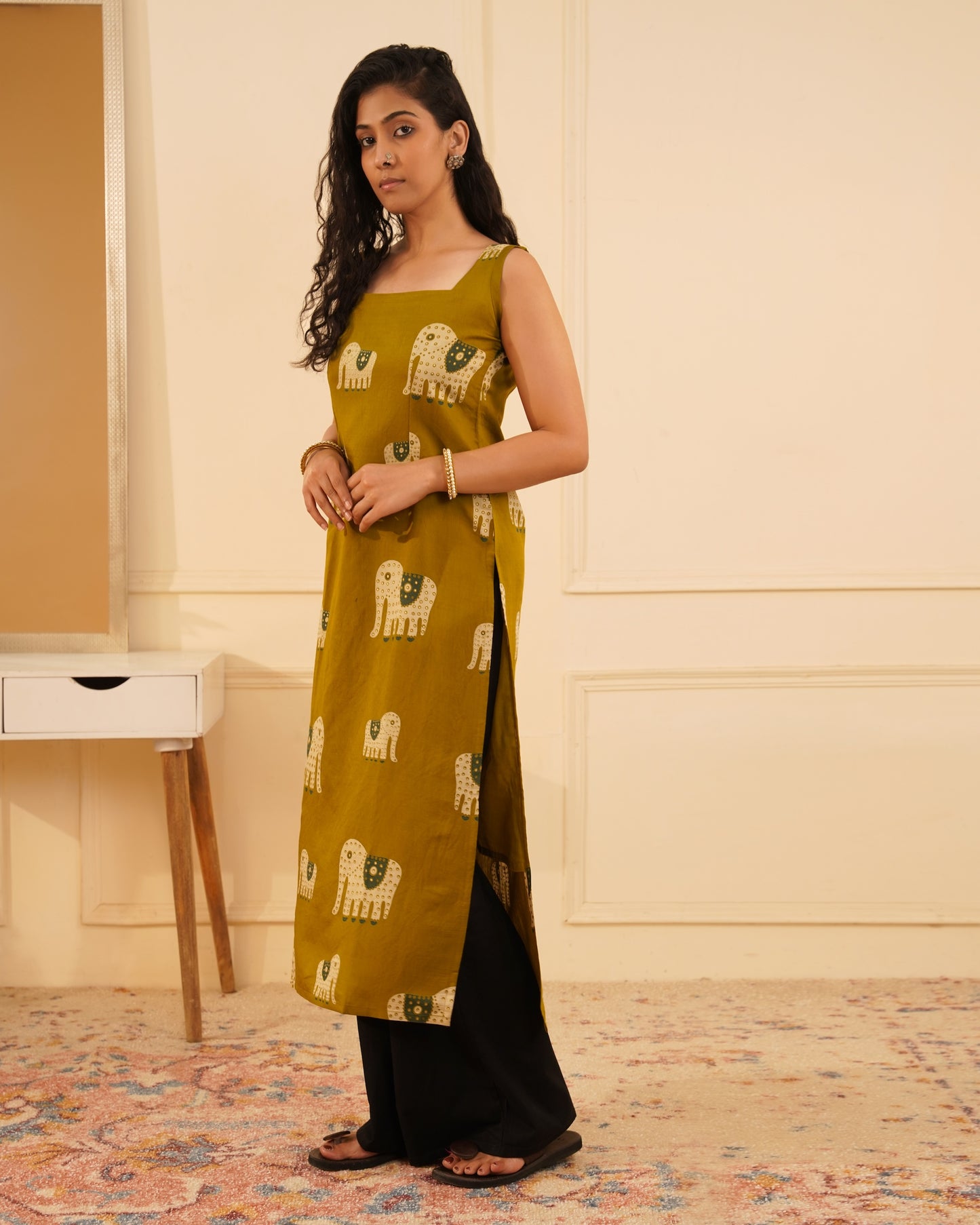 Heena Premium Cotton Long Kurti – Side View