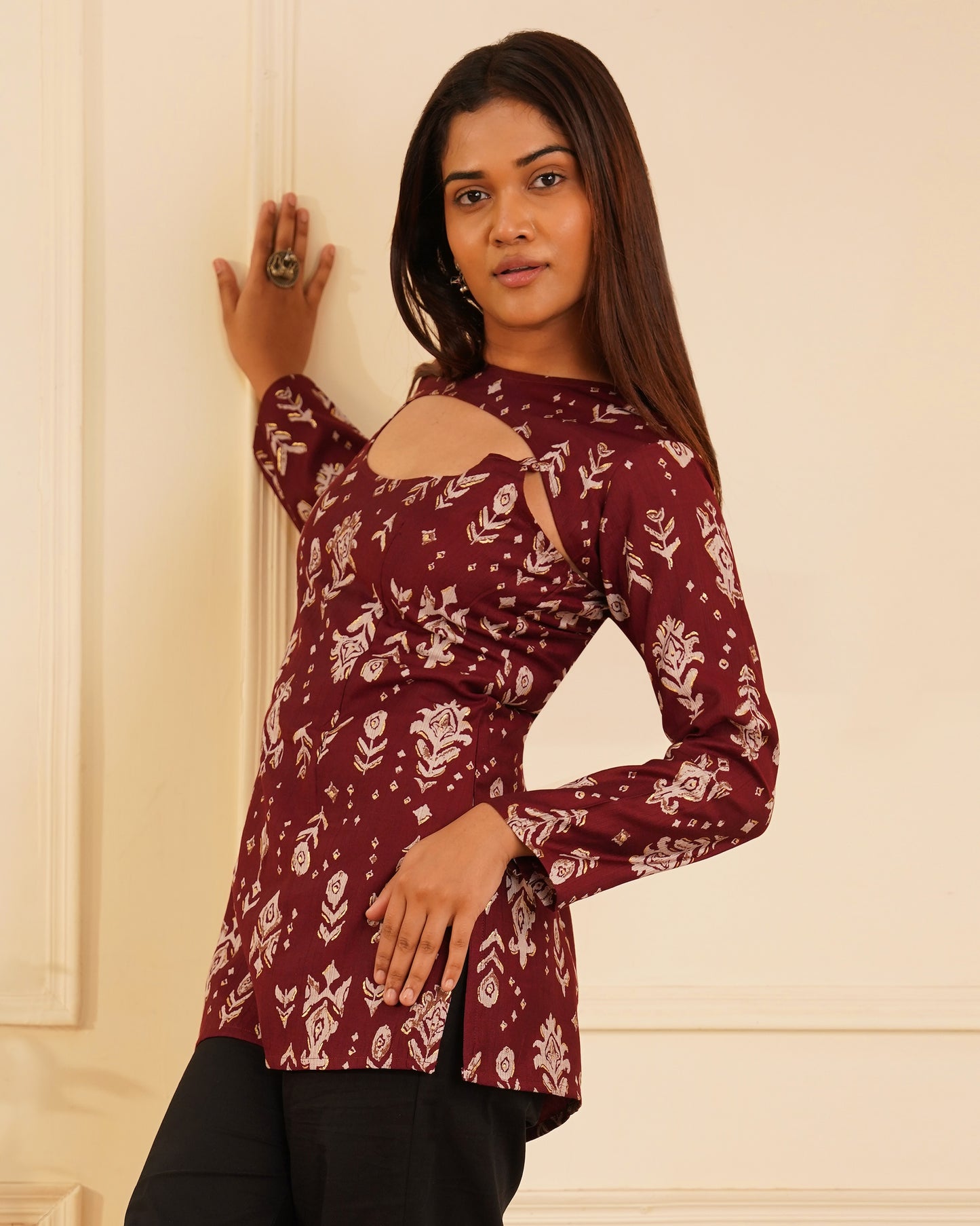 Tisha Foil Print Kurti – Corset Back Detail