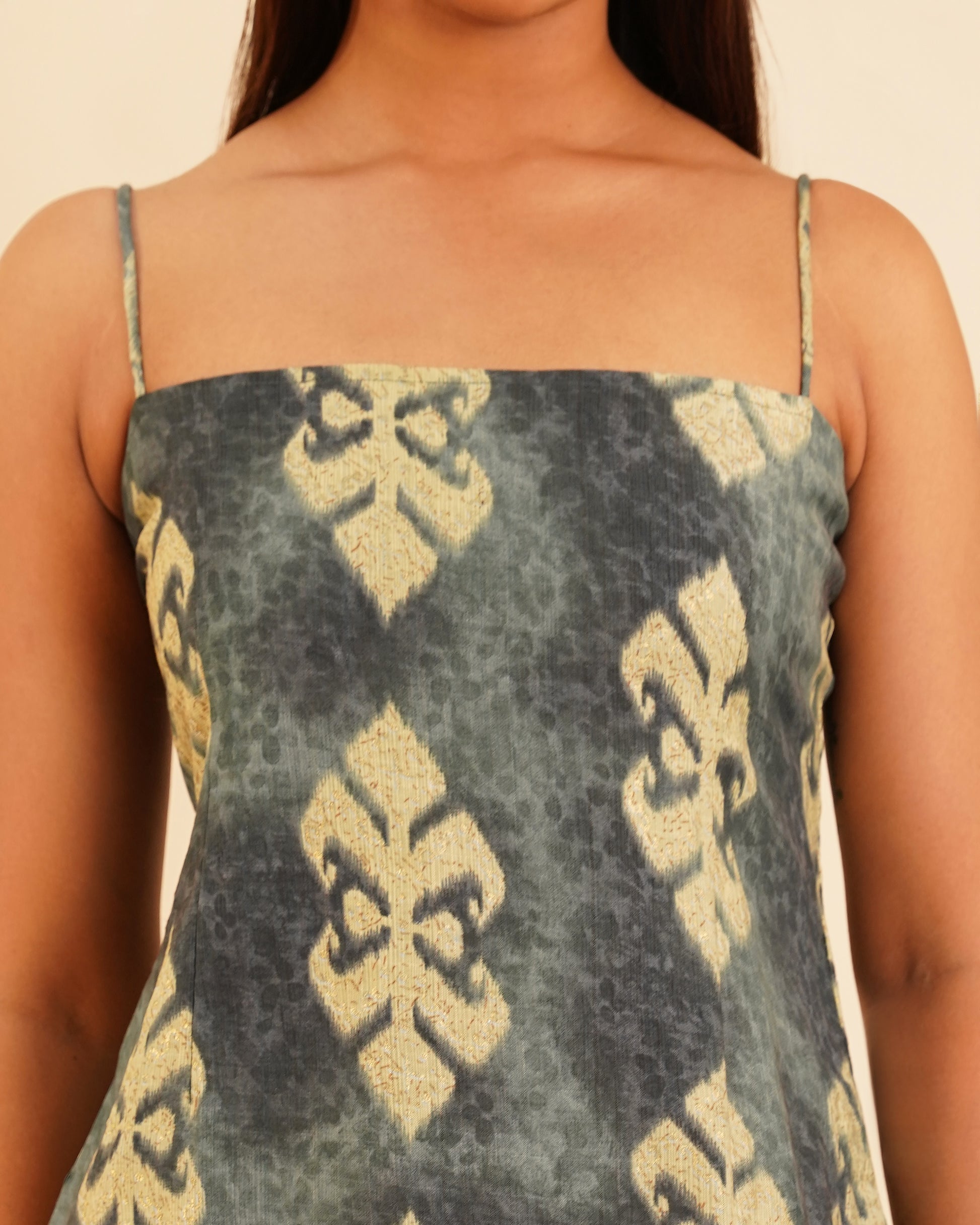 Muskan Premium Cotton Dress – Fabric & Foil Print Close-up