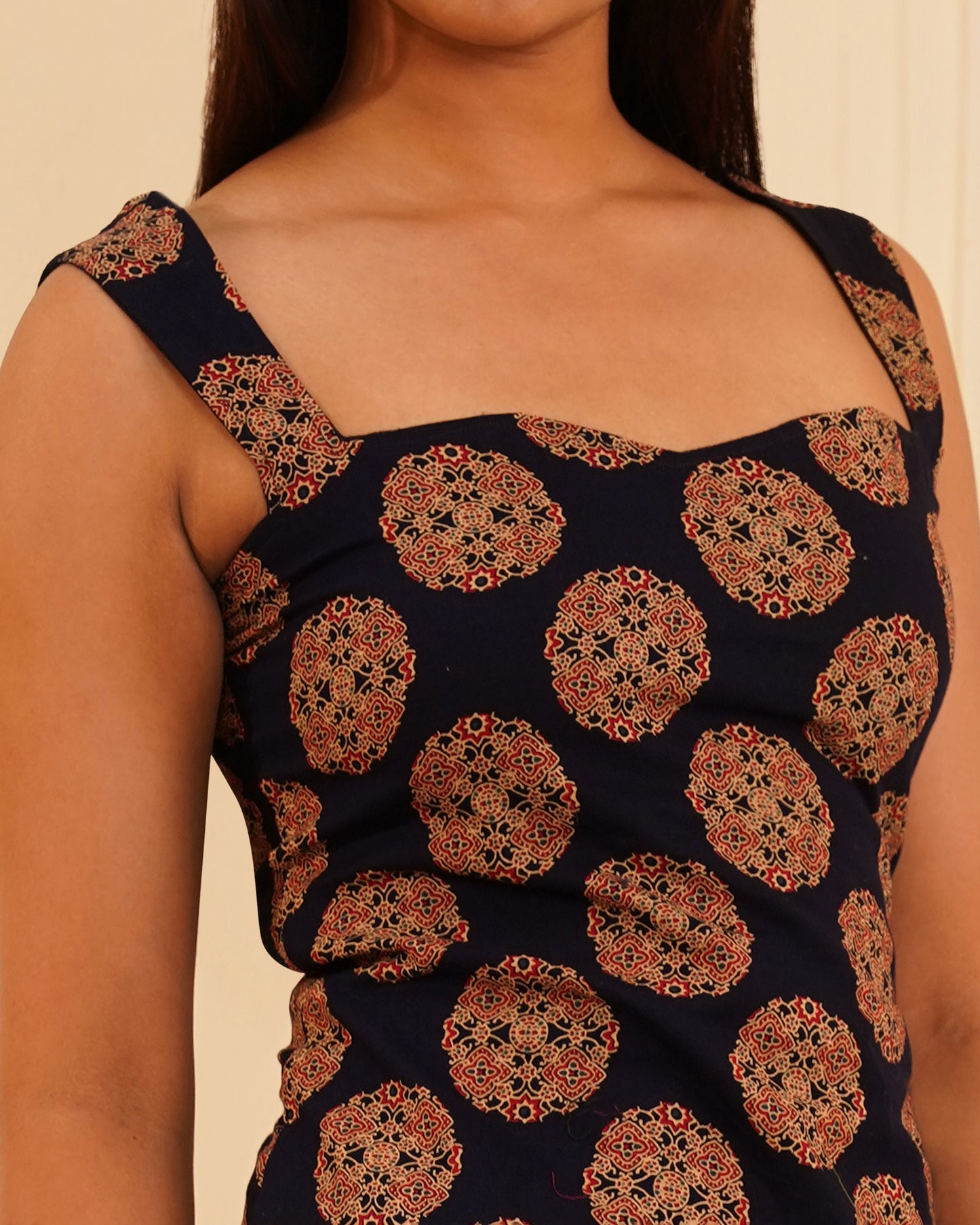 Juliet Bagru Print Ethnic Set – Fabric Close-up | IndiZari