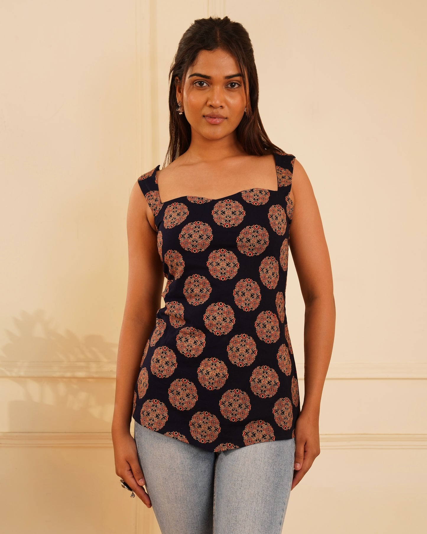 Juliet Sleeveless Cotton Kurti – Full Length View