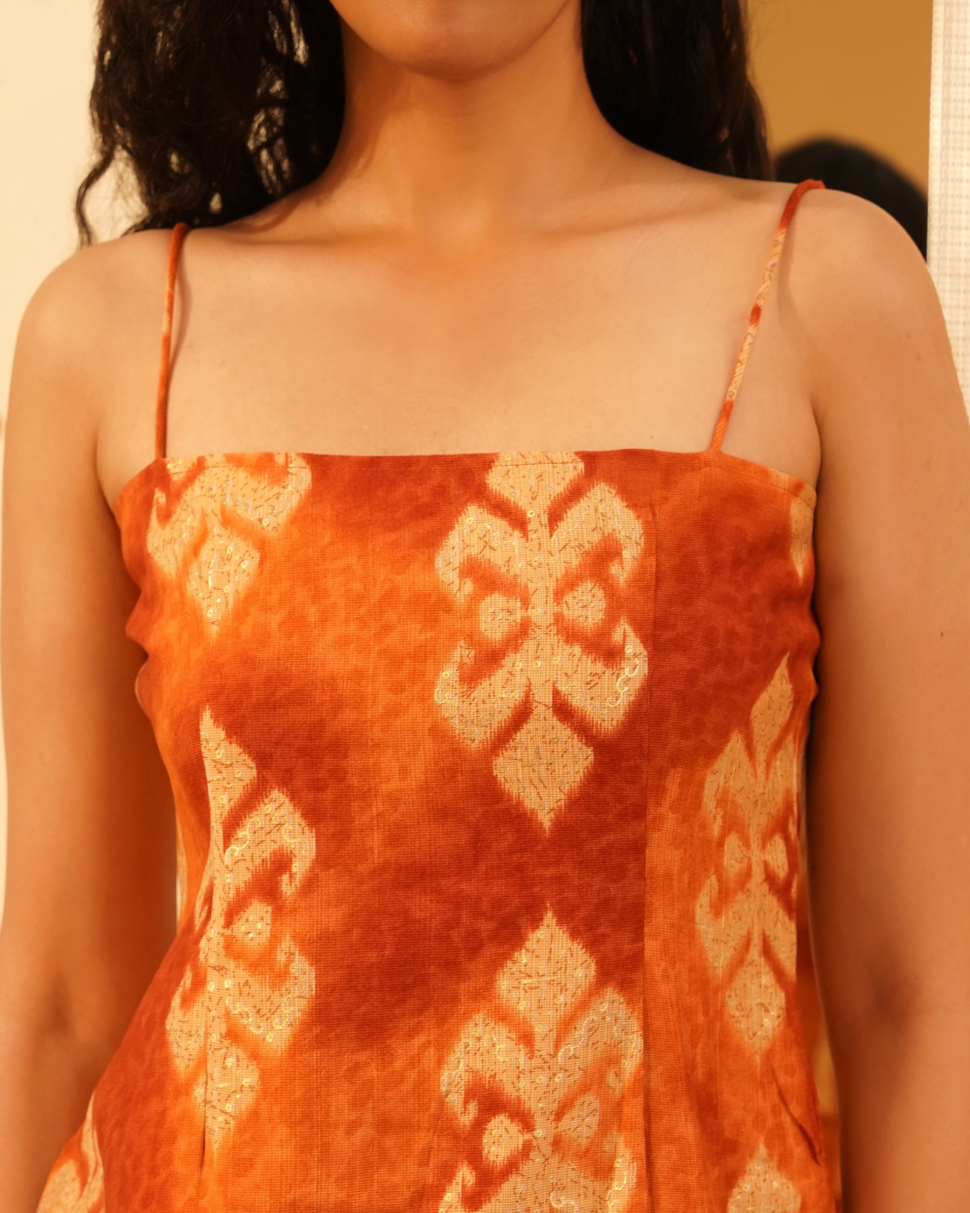 Rhea Premium Cotton Ikat Dress – Lifestyle Shot