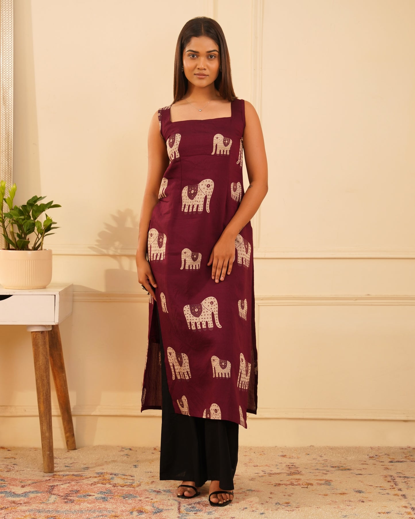 Tira Deep Back Long Kurti – Side View | IndiZari
