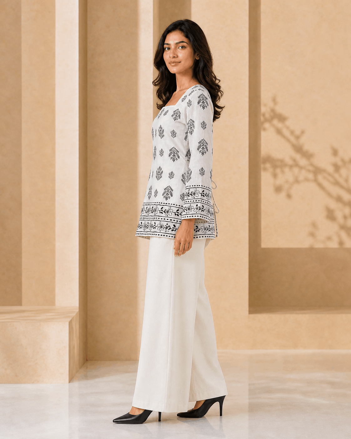 Heer – Square Neck Kurti with Mughal Buti Handblock Inspired Print