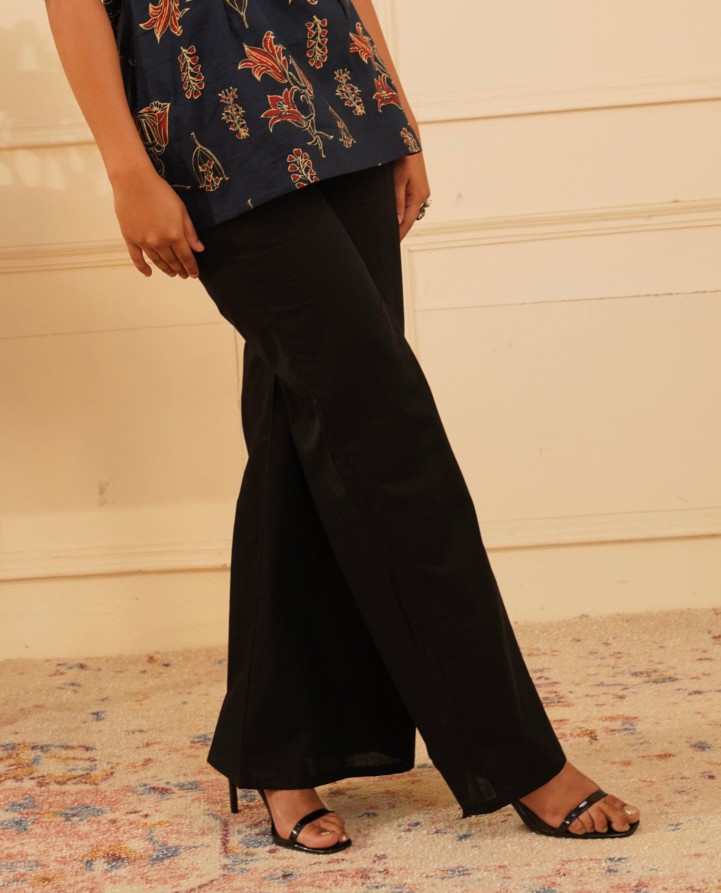 Black cotton bottom for women – pairs with block print kurtis and sets | IndiZari