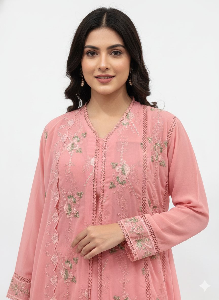 Festive wear ladies suit with worked matching dupatta