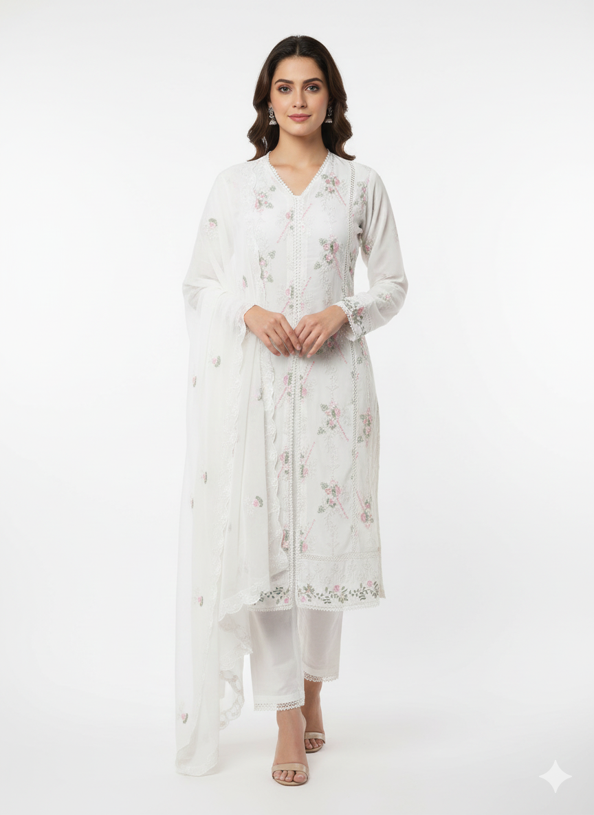 Georgette readymade sharara suit for women with resham multi work