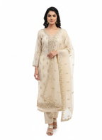 Premium glass organza fabric ladies suit with graceful drape