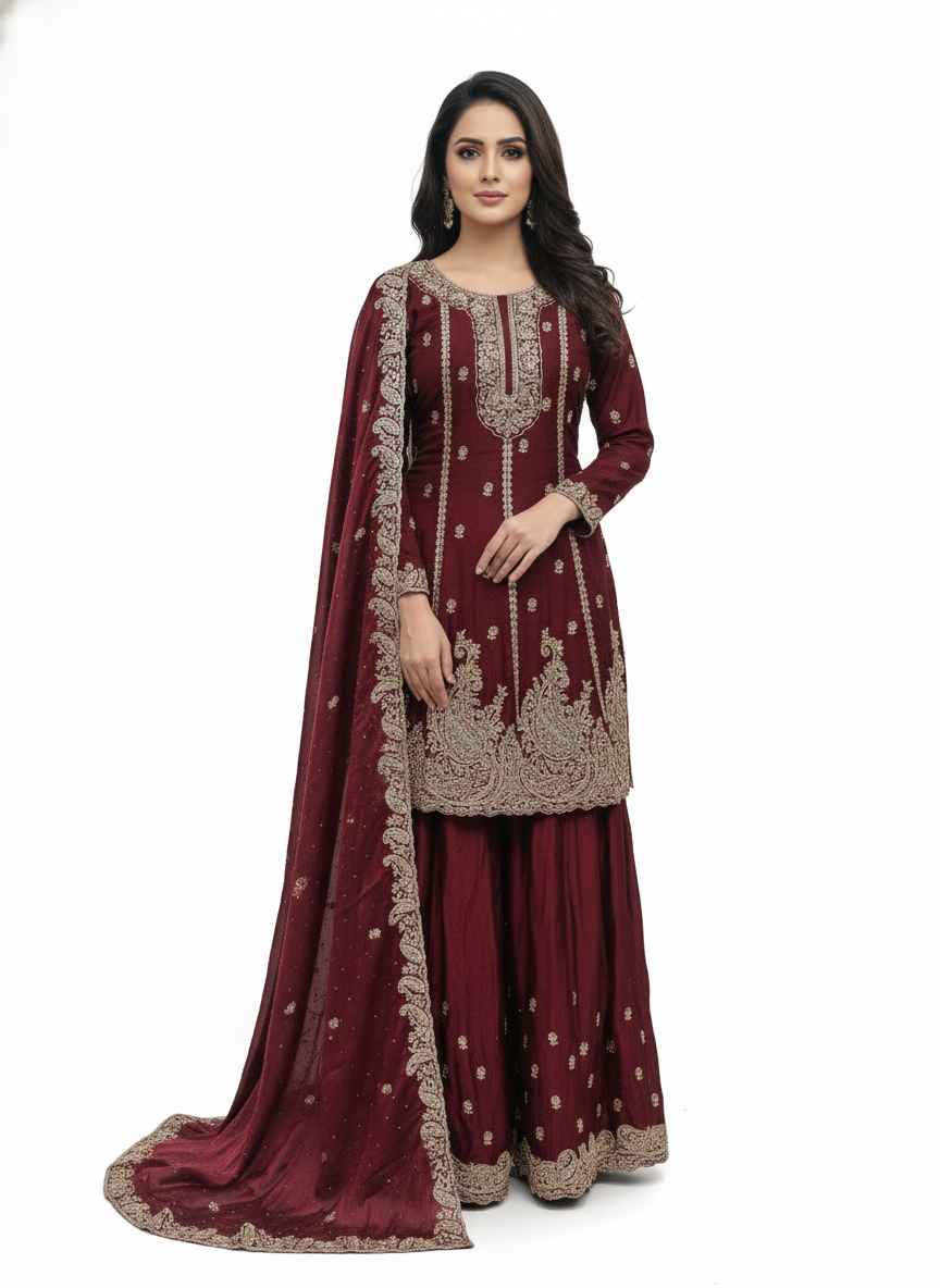 Designer Fendy sharara suit with peplon top for women online India
