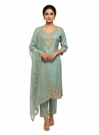 Traditional ladies suit with chikankari dupatta and fine detailing