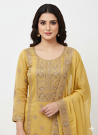 Semi stitched suit set for women with inner lining and rayon bottom