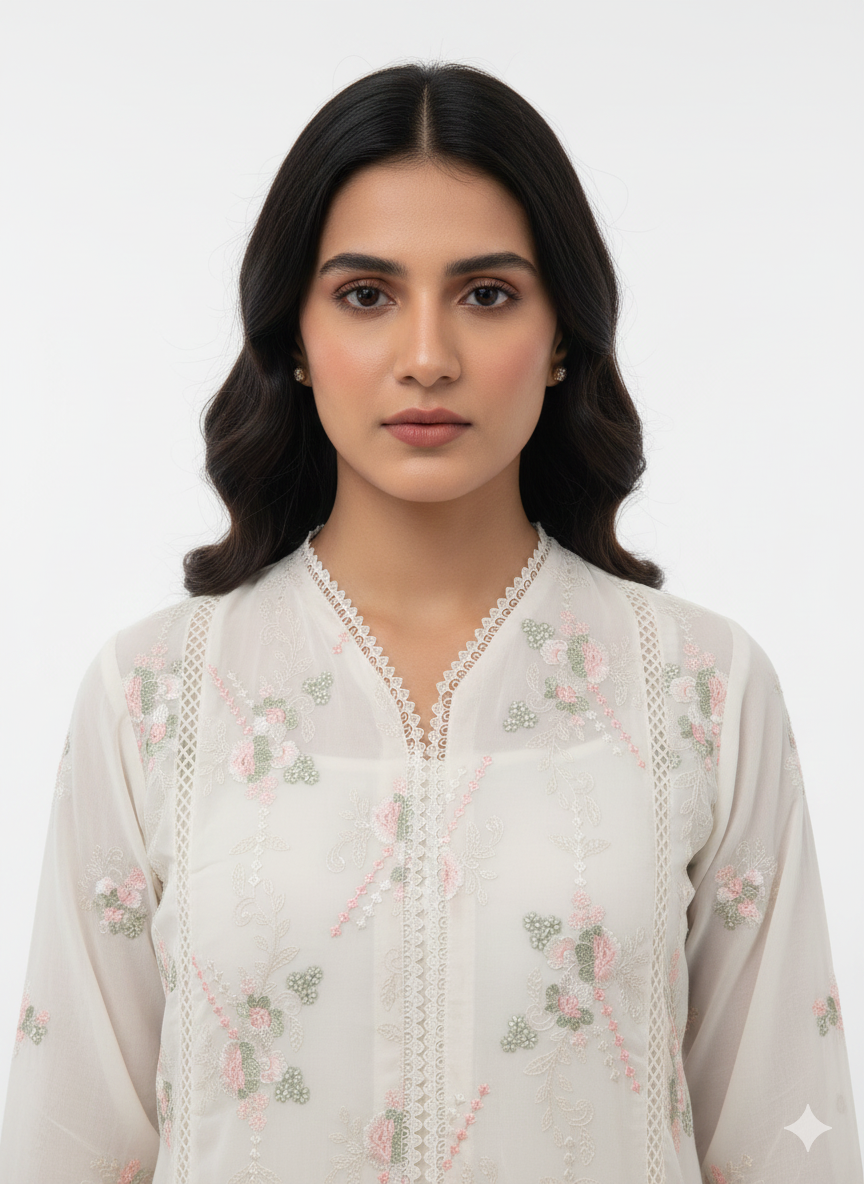 Resham multi embroidery detailing on sharara suit set