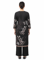 Shadow Black Printed Muslin With Rayon Pant Readymade Suit
