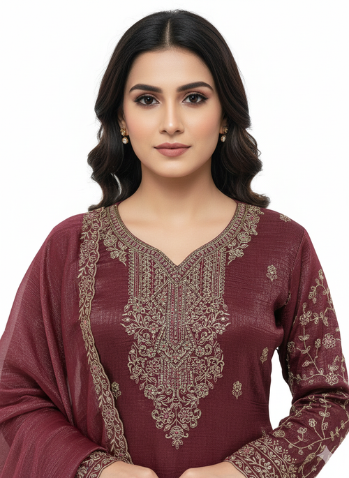 Crunchy fabric readymade sharara suit with matching dupatta