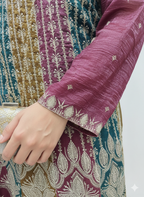 Glint Organza Peplum Top & Sharara Set with Zari & Zarkan Work – Matching Purse