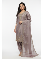 Festive wear ladies suit in organza fabric with elegant embroidery