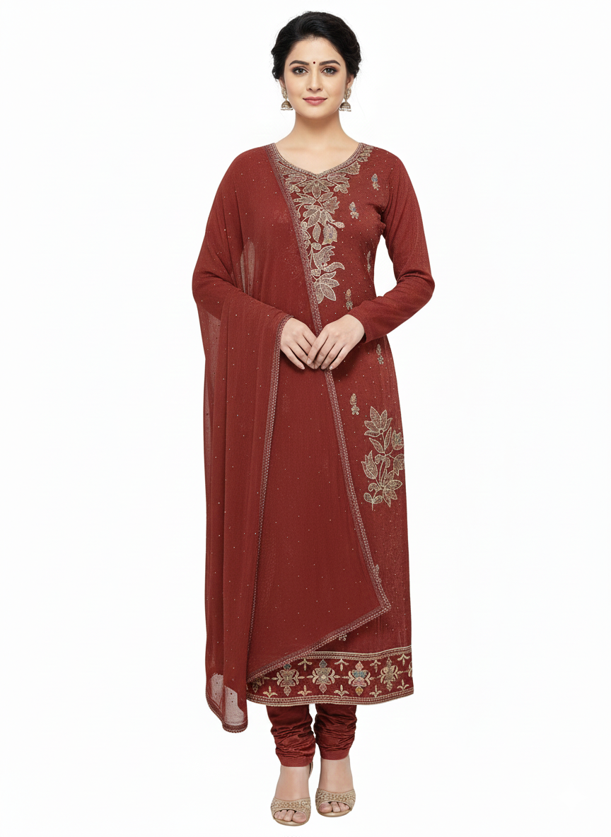 Ladies suits online India crunchy fabric festive wear suit