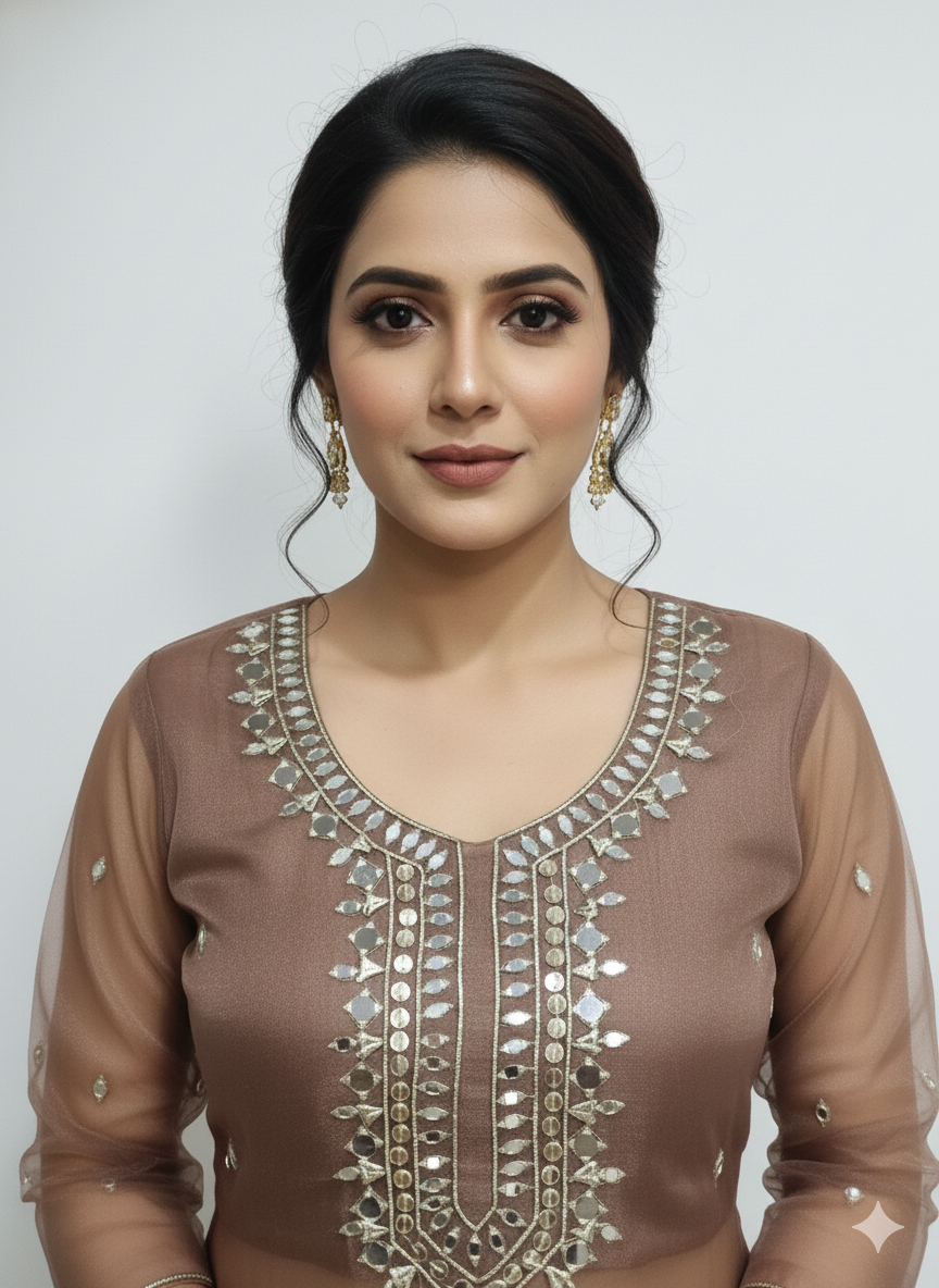 Mausam Dupatta Unstitched Suit with Mirror & Thread Work | Festive Ethnic Wear