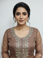 Mausam Dupatta Unstitched Suit with Mirror & Thread Work | Festive Ethnic Wear