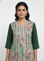 Handcrafted Printed Glass Organza Unstitched Suit Set with Zarkan & Thread Embroidery