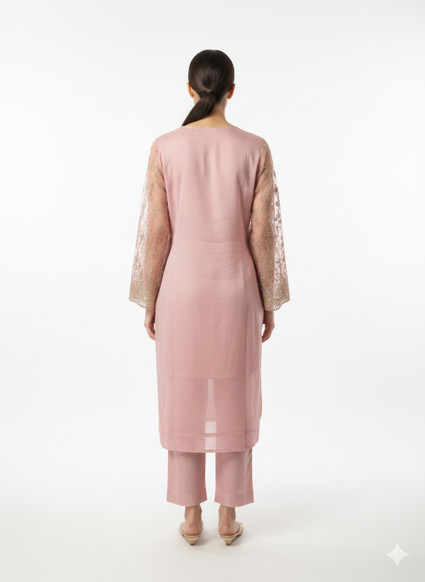 Pakistani Glass Organza Suit with Dupatta Work – Thread & Zarkan Embroidery