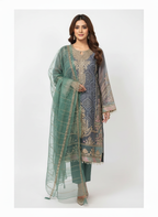 Festive wear ladies suit in organza fabric with handcrafted embroidery