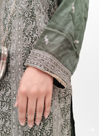 Peplum Top & Sharara Set with Designer Purse in Crush Luxe Organza Fabric