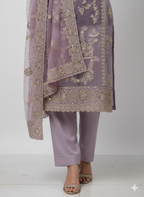 In-House Special – Mausam Organza Semi-Stitched Suit with Chiffon Dupatta, Fancy Zari & Zarkan Work