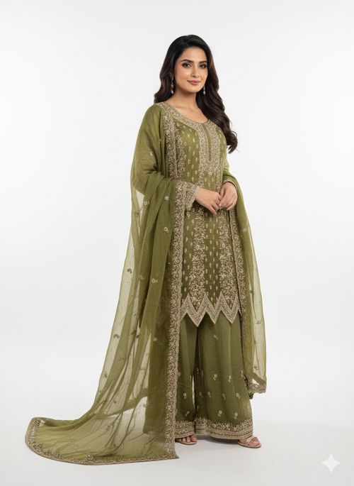 Designer peplum sharara suit with dupatta for modern celebrations