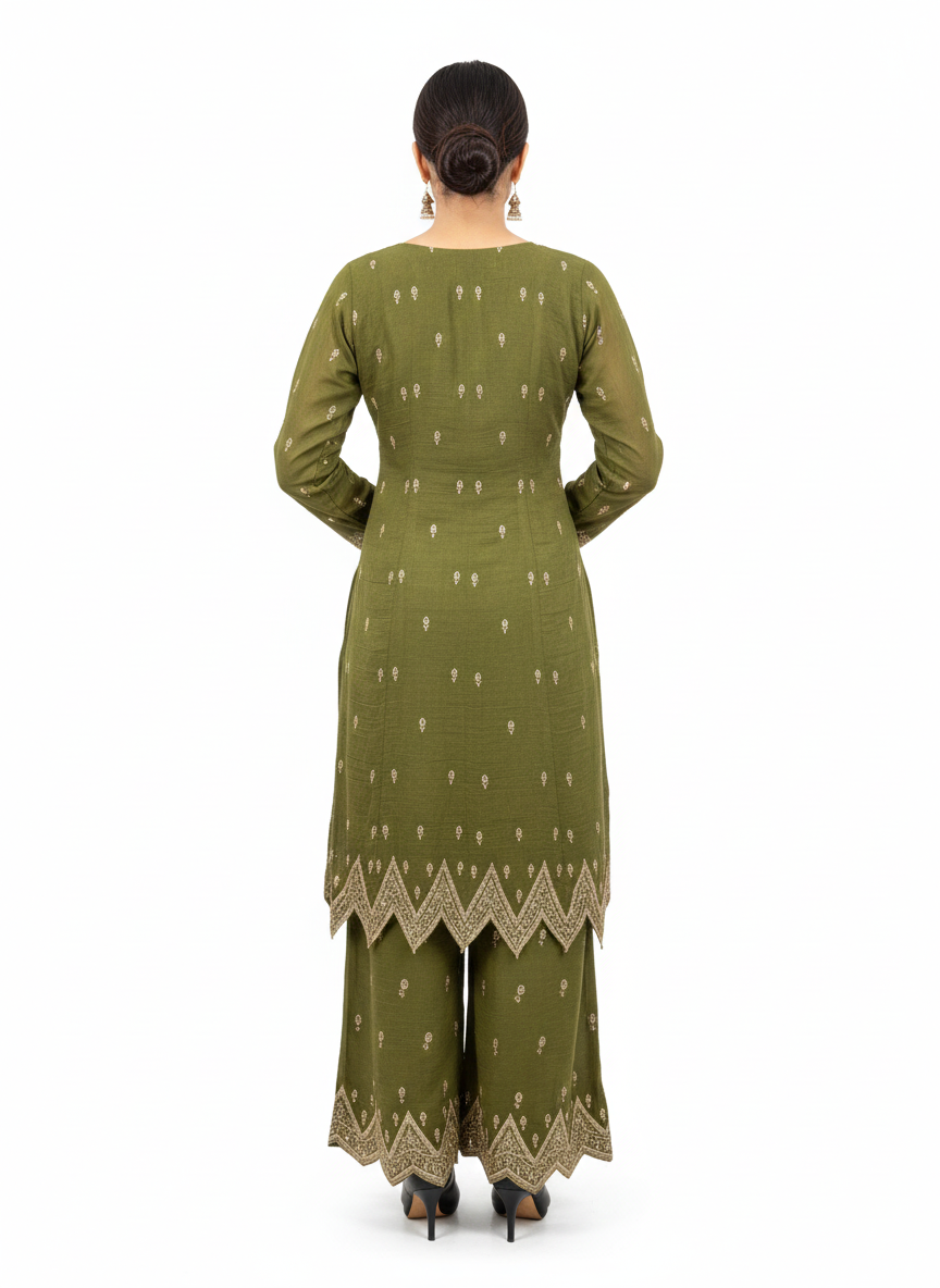 Crunchy Fabric Peplon Top & Sharara Suit with Dupatta