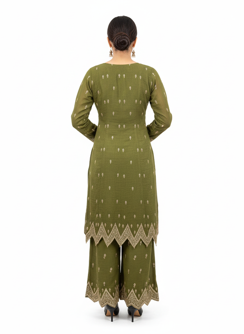 Crunchy Fabric Peplon Top & Sharara Suit with Dupatta