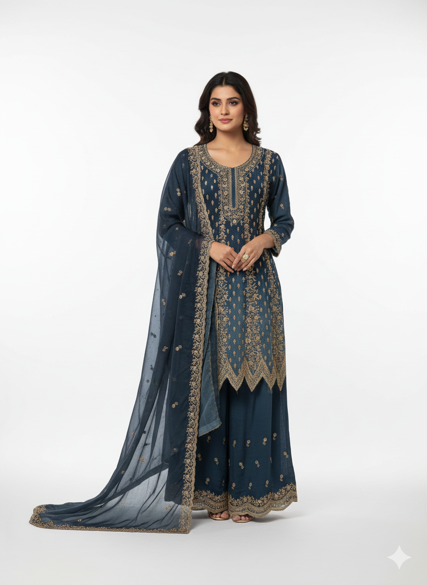 Textured crunchy fabric festive peplum sharara suit for women