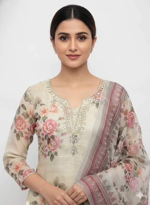 Daily wear ladies suit in lightweight printed fabric