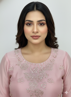 Shimmer Organza Embroided Semi-Stiched Suit with Inner