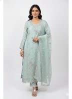 Traditional ladies suit in shimmer organza for festive occasions