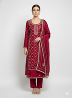 Unstitched free size suit set for women with rayon bottom fabric