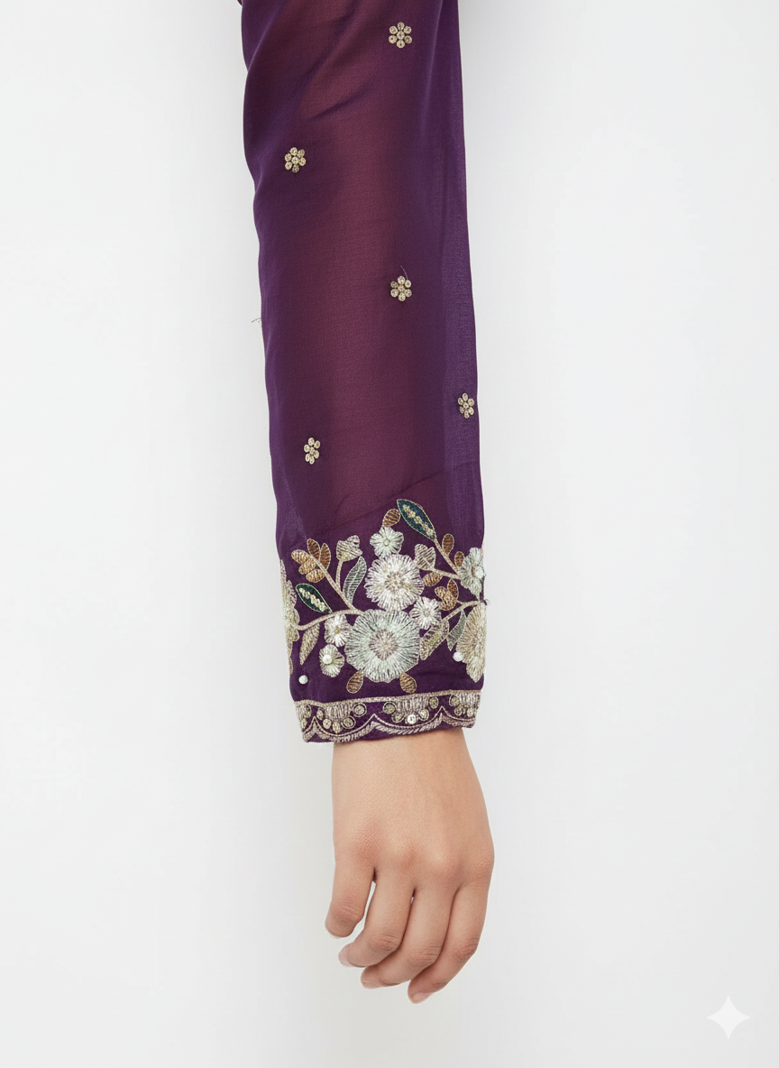 Jimmy Choo Fabric Ready-Made Suit with Heavy Embroidery & Beads Work and Butterfly Net Dupatta