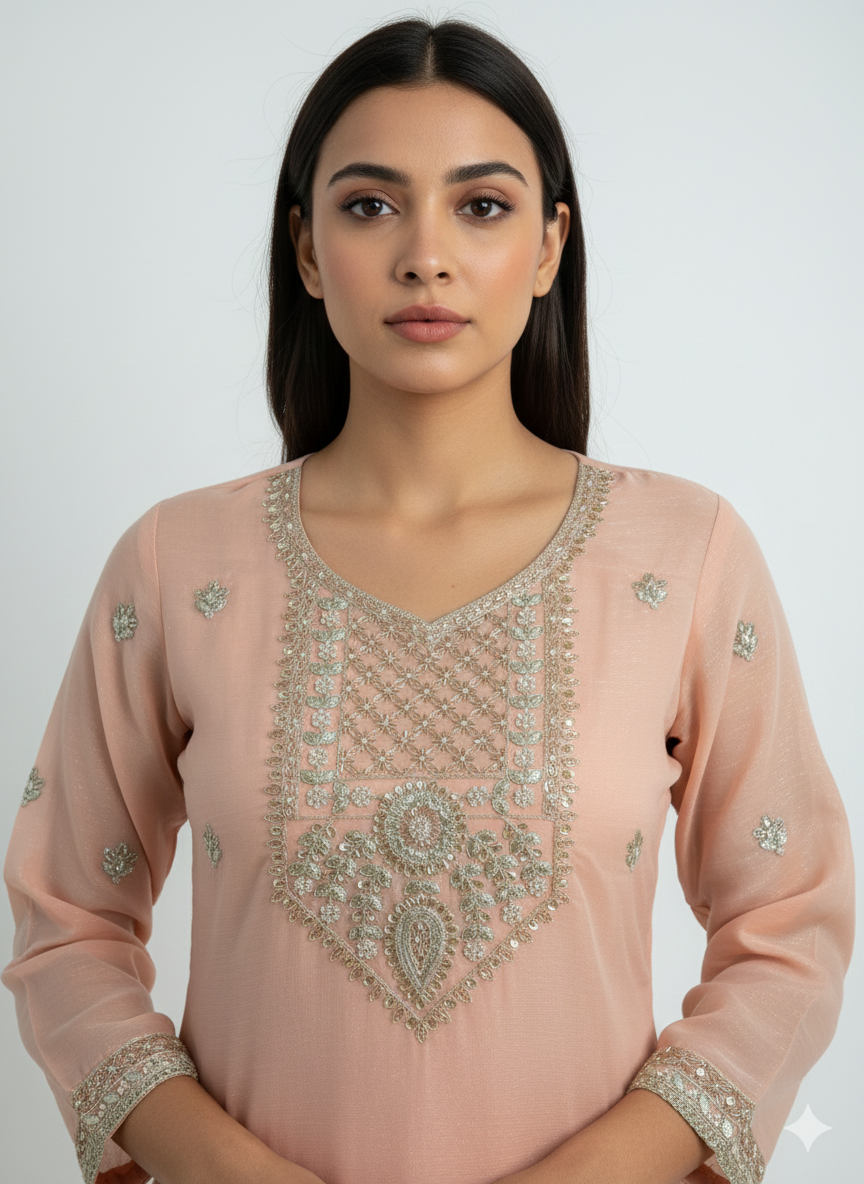 Wedding party suits for women shimmer palazzo suit with embroidered finish