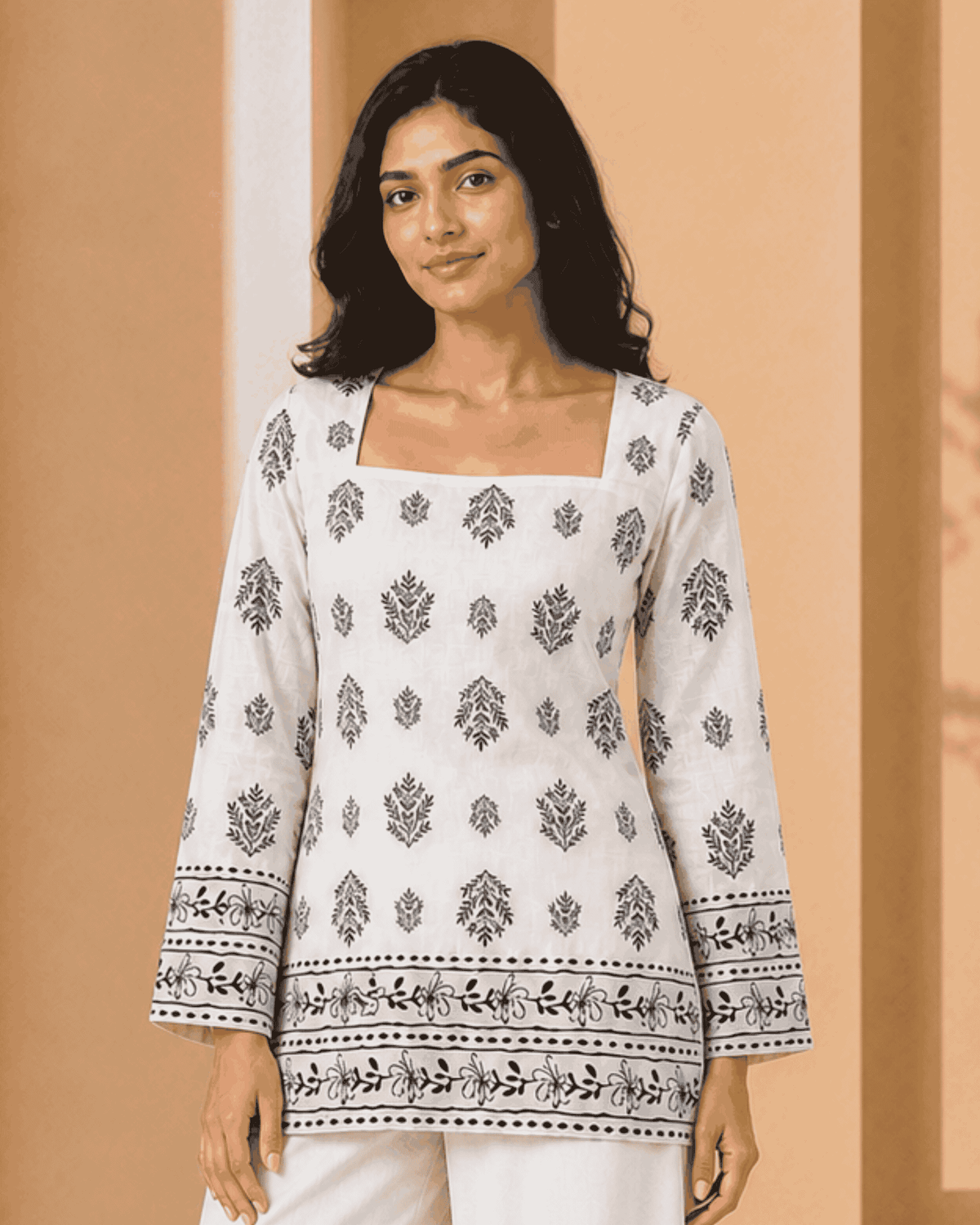 Heer – Square Neck Kurti with Mughal Buti Handblock Inspired Print
