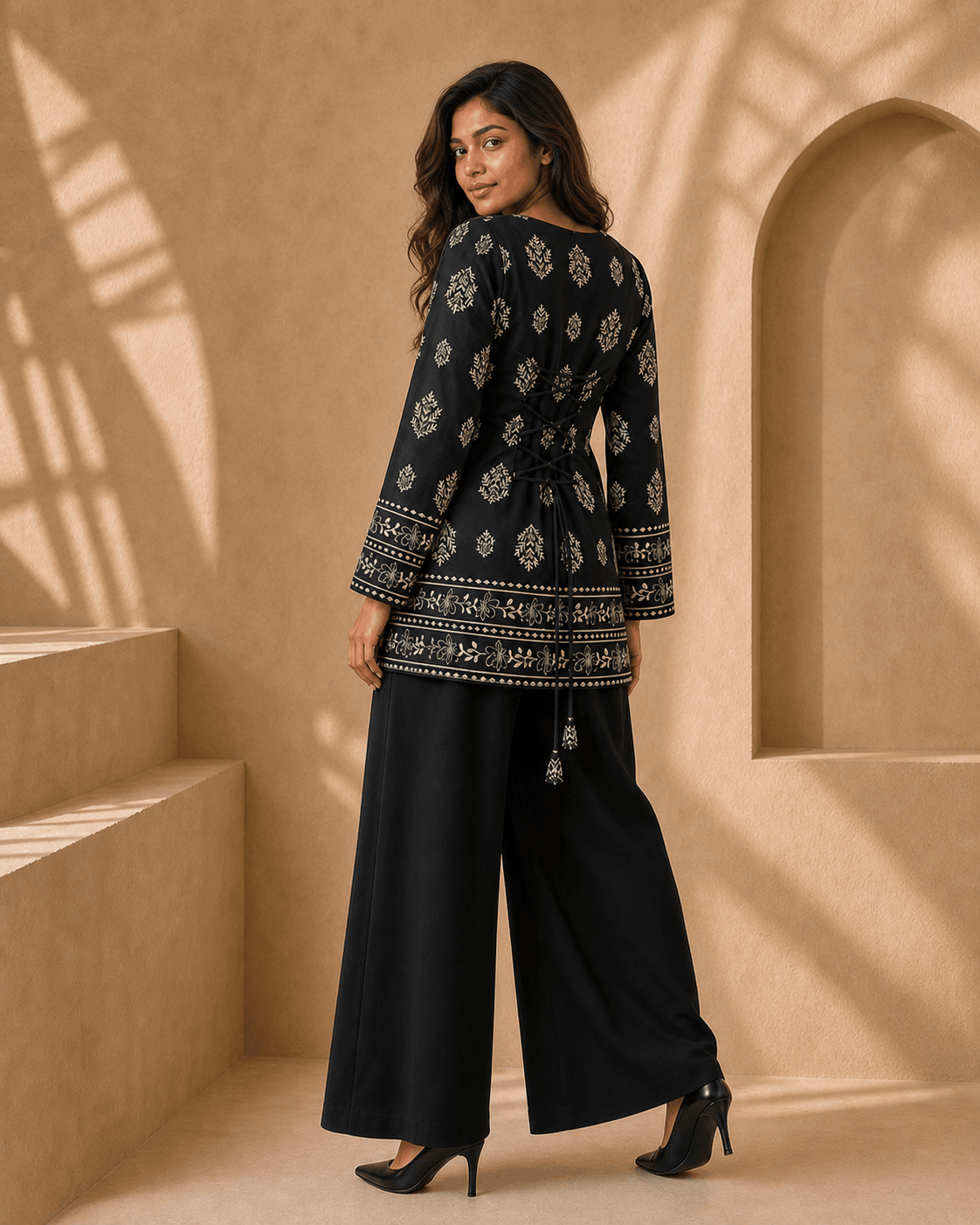 Siya – Square Neck Kurti with Mughal Buti Handblock Inspired Print