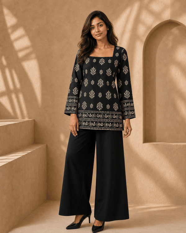 Siya – Square Neck Kurti with Mughal Buti Handblock Inspired Print