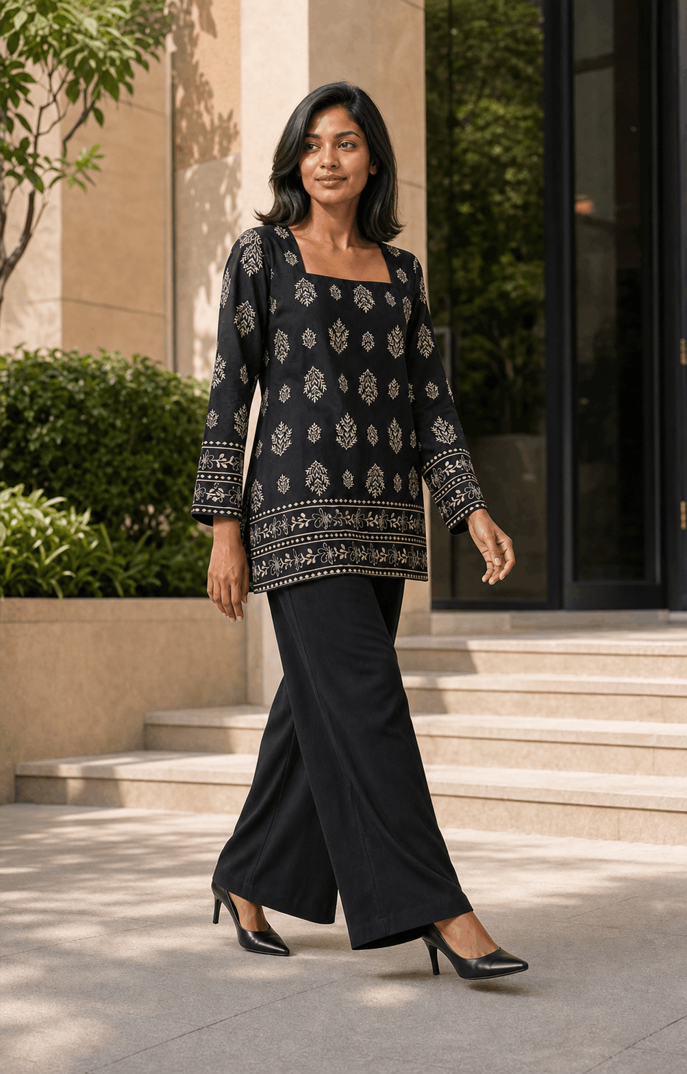 Siya – Square Neck Kurti with Mughal Buti Handblock Inspired Print