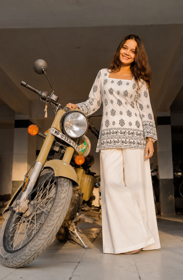 Heer – Square Neck Kurti with Mughal Buti Handblock Inspired Print