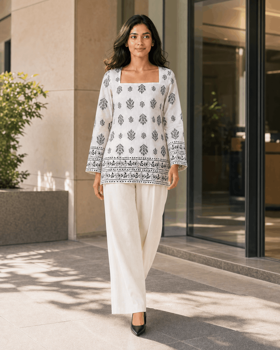 Heer – Square Neck Kurti with Mughal Buti Handblock Inspired Print