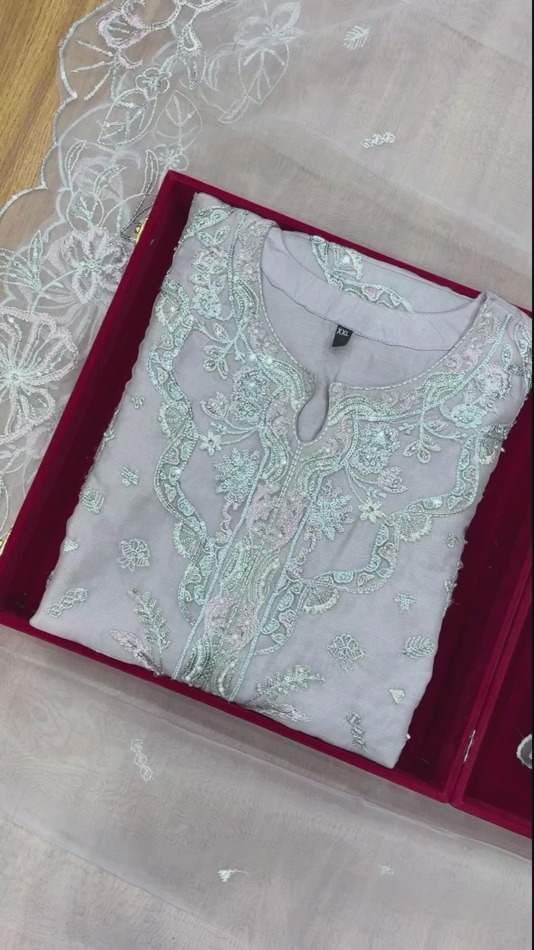 Premium organza fabric stitched suit with refined craftsmanship