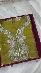 Jimmy Choo Fabric Ready-Made Suit with Heavy Embroidery & Beads Work and Butterfly Net Dupatta