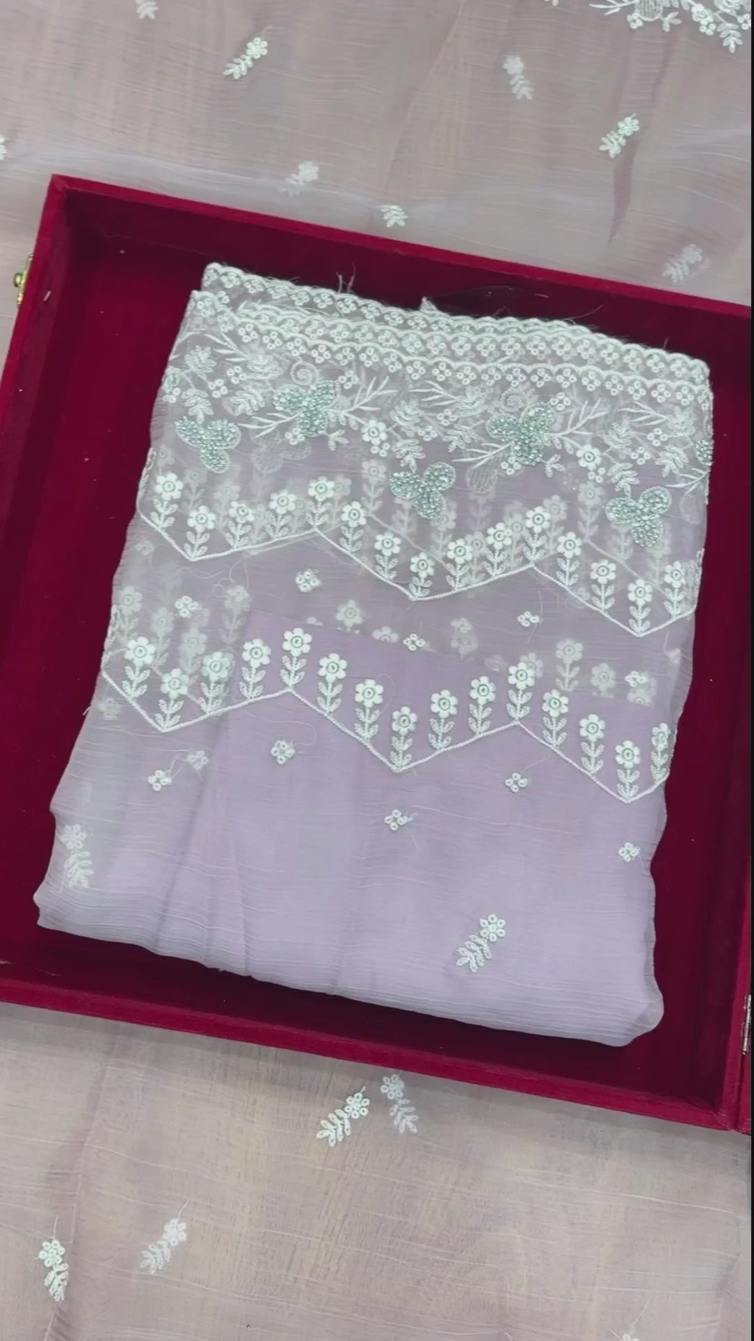 Chiffon Organza Top-Peplon & Sharara Set with Zari & Zarkan Work